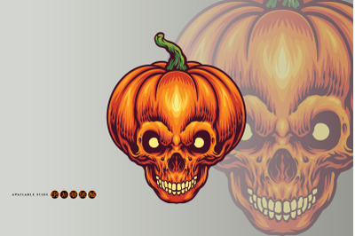 Halloween jack o lantern pumpkin skull head