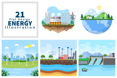 21 Ecological Sustainable Energy Supply Illustration