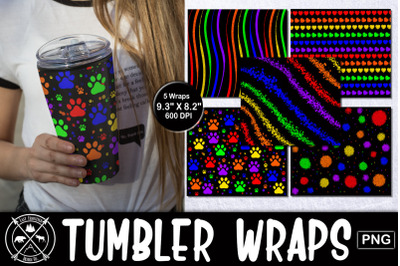 Skinny Tumbler Black Rainbow Wrap Sublimation|Tumbler PNG
