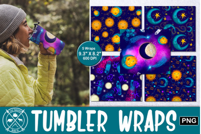 Skinny Tumbler Sun and Moon wrap sublimation|Tumbler PNG