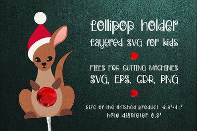 Kangaroo Christmas Lollipop Holder Template SVG