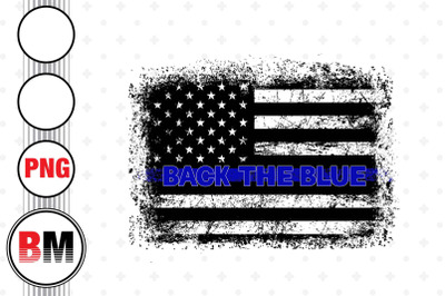 Back the Blue Distressed US Flag PNG Files