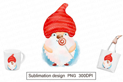 Christmas gnome with candle - sublimation design png