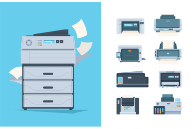 Copy machines. Different printers pc terminal of copying technics comp