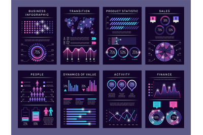 Infographic brochures. Modern abstract graph visualization different c