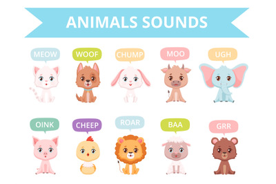 Animals sounds. Zoo birds cats dogs farm animals communication talking