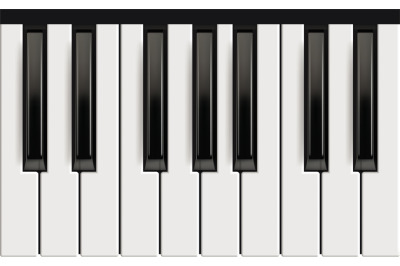 Piano keys. Realistic musical instrument for jazz band white and black