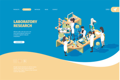 Science person landing page. Doctors laboratory scientist working on t