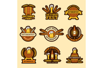 Oktoberfest badges. Alcoholic drinks craft beer inviting to celebratio