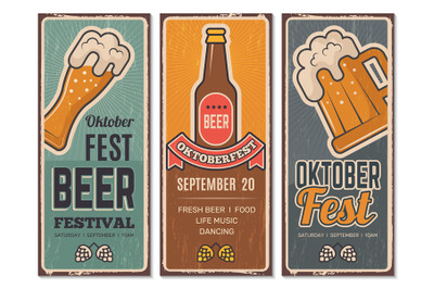 Beer festival invitation. Oktoberfest vintage banners with pictures of