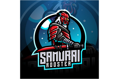 Samurai rooster esport mascot logo