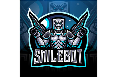 Smile robot esport mascot logo design