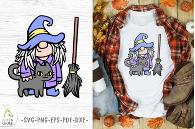 Cute witch svg Halloween layered svg Halloween gnome sublimation png