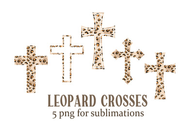 Leopard crosses- 5 png files for sublimation. Easter clipart