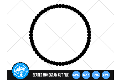 Beaded Circle Frame SVG | Beaded Circle Monogram Cut File | Frame SVG