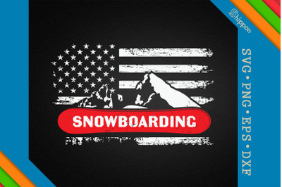 Snowboarding Snowboard American Flag