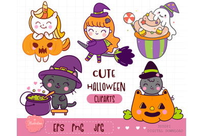 Halloween clipart unicorn pony and friends kawaii sticker