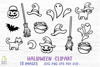 Halloween clipart Halloween svg bundle Witch hat svg Cat svg Pumpkin