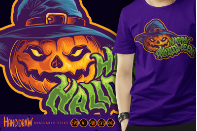 Halloween jack o lantern witch hat Typeface