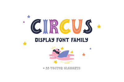 Circus font and clipart