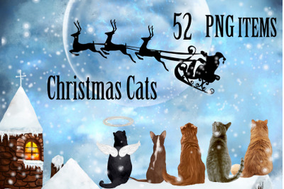 Christmas cats clipart,Christmas scenery,Cat Breeds Clipart
