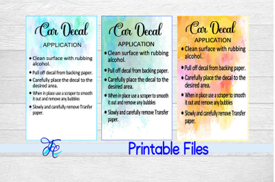 Car Decal Care Cards