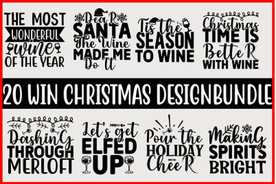 Wine Christmas SVG T shirt Design Bundle