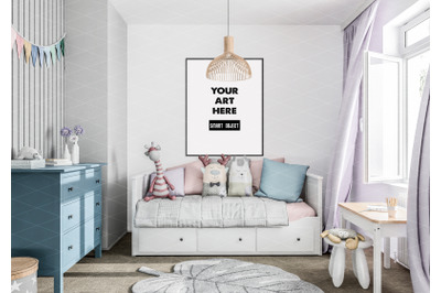 Interior scene artwork background frame mockup