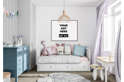 Interior scene artwork background frame mockup