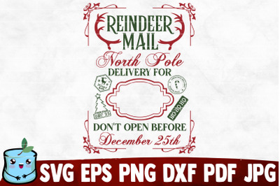 Reindeer Mail North Pole Delivery SVG Cut File