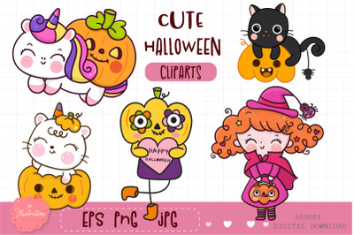 Halloween clipart unicorn pony and friends kawaii sticker 2