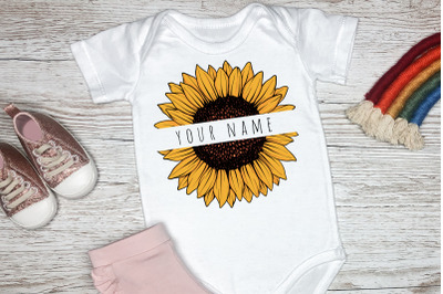 Sunflower Monogram Sunflower Sublimation Design