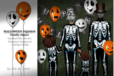 Halloween Pajamas, Family Clipart, PNG, Holidays Clipart