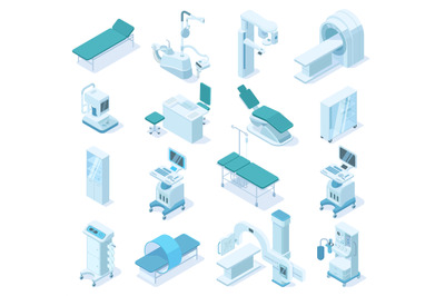 Isometric medical diagnostic&2C; hospital health care equipment. Medical