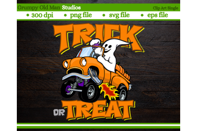 cartoon ghost driving a classic truck | trick or treat | halloween mon