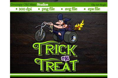 cartoon witch driving trike motorcycle | trick or treat | halloween mo