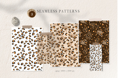 Leopard spots seamless patterns. Leopard digital paper