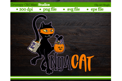 black cat with ninja costume | ninja cat | halloween design