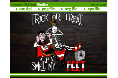 Dracula and skeleton | halloween | trick or treat smell me feet