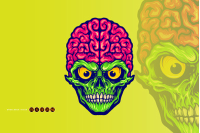 Our Brains Skull Mascot Logo Illustrations