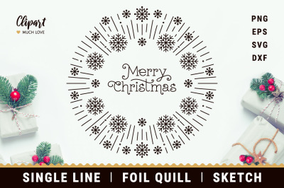 Foil Quill Christmas&2C; Single Line Drawing Christmas SVG&2C; DXF