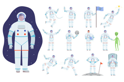 Cosmonaut costume. Professional clothes of astronaut vector flat chara