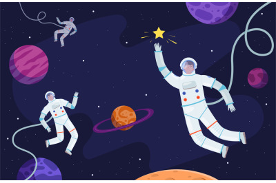 Space background. Astronaut in suit working on asteroids or moon profe