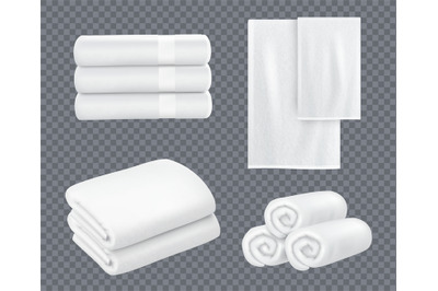 White towel. Hotel bathroom hygiene textile stacked beautiful fresh to