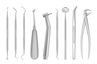 Dental clinic tools. Medical items for dentists oral inspection tooth