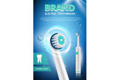 Electric toothbrush. Advertizing dental poster promotional picture of