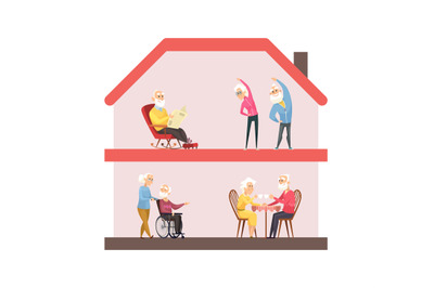 Stay home concept. Nursing house&2C; elderly lifestyle. Senior people doi