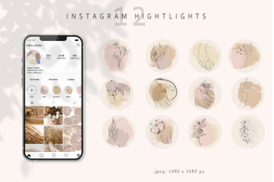 Cream and beige abstract instagram highlights templates