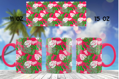Tropical mug sublimation Summer mug wrap Design PNG Seamless