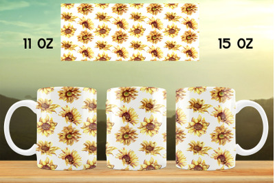 Sunflower mug sublimation design Floral mug wrap 11oz 15 oz